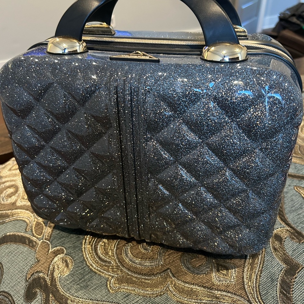 Shimmering Black Quilted Cosmetic Bag